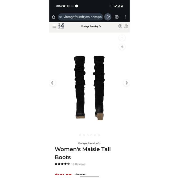 Vintage Foundry Co Womens Maisie Tall Suede Wedge Boots 9 Black Slouch Soft Luxe - Picture 11 of 11